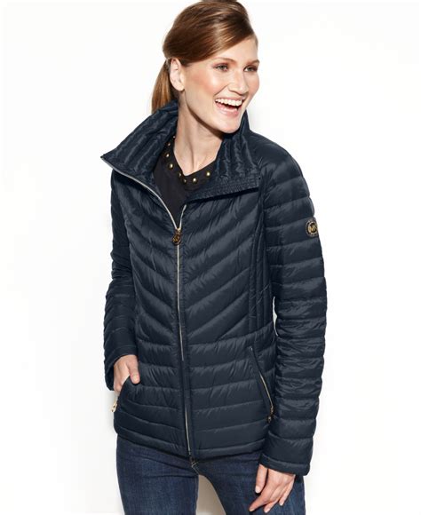 michael kors blue puffer jacket|Michael Kors packable puffer jacket.